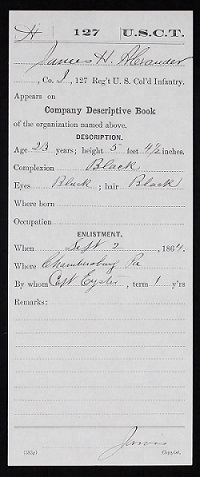 Compiled Military Record Description of James H. Alexander