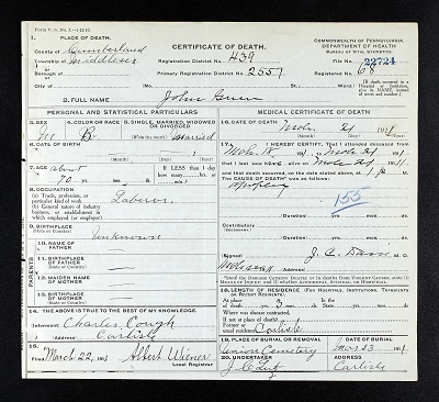 Pennsylvania, Death Certificates 1906-1967 for John Green