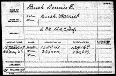 U.S. Civil War Pension Index for Dennis Bush