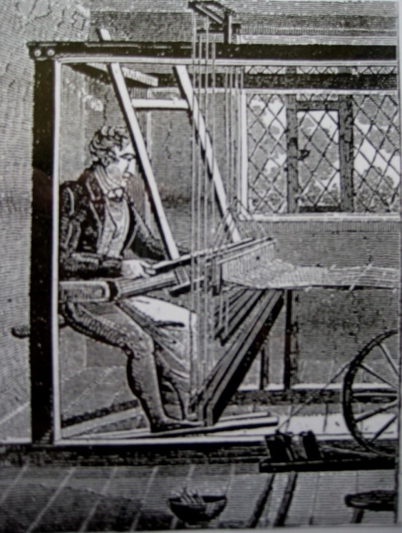 Drawing of a man weaving